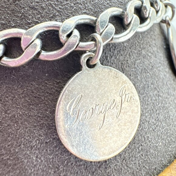 VTG Solid Sterling Silver 925 Name Tags ID Chain Bracelet Size 7.5" Length - Picture 6 of 16